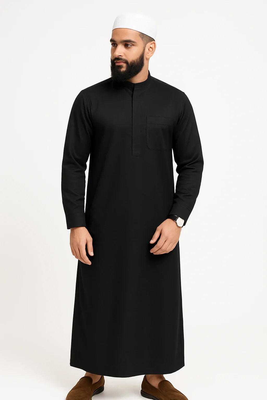 Men’s Quati Thobe Cotton black arabic jubba for men– Premium Vietnam Fabric Islamic Jubba | Isliba - 54