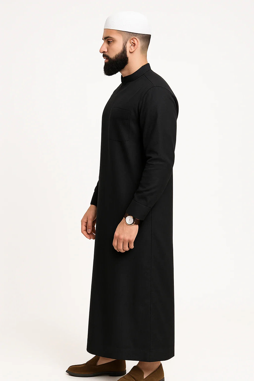 Men’s Quati Thobe Cotton black arabic jubba for men– Premium Vietnam Fabric Islamic Jubba | Isliba - 54