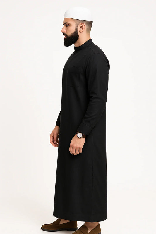 Men’s Quati Thobe Cotton black arabic jubba for men– Premium Vietnam Fabric Islamic Jubba | Isliba - 54