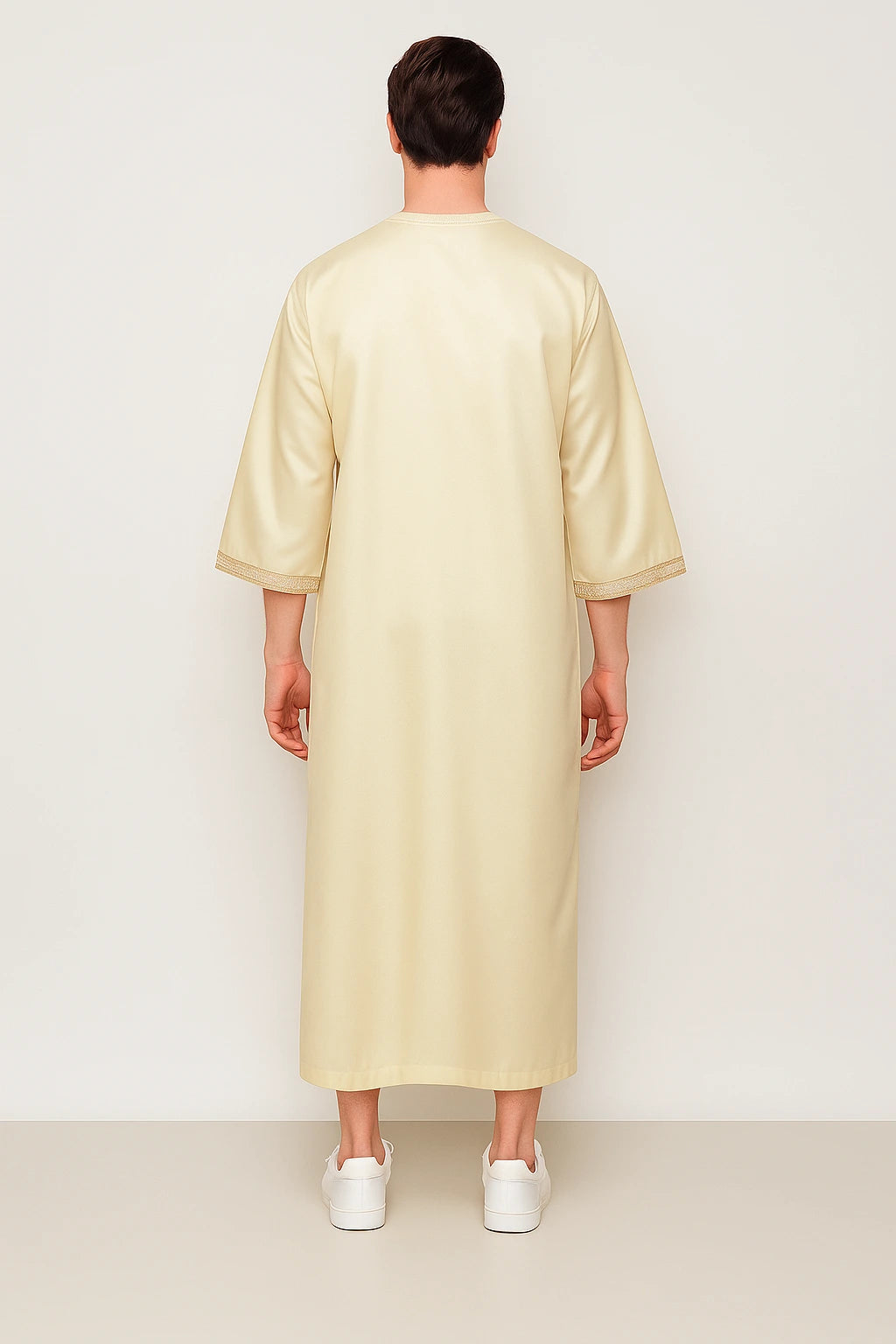 Moroccan Thobe for Men – Shiny Indian Fabric | Beige Color Jubba