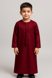 Elegant Maroon Omani Thobe for Boys – Traditional Islamic Wear for Kids - 6-7