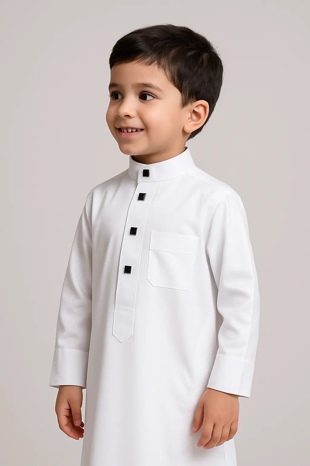 Boys’ Saudi-Style Thobe in Premium Vietnam Fabric | Kids Islamic Jubba - 6-7 year