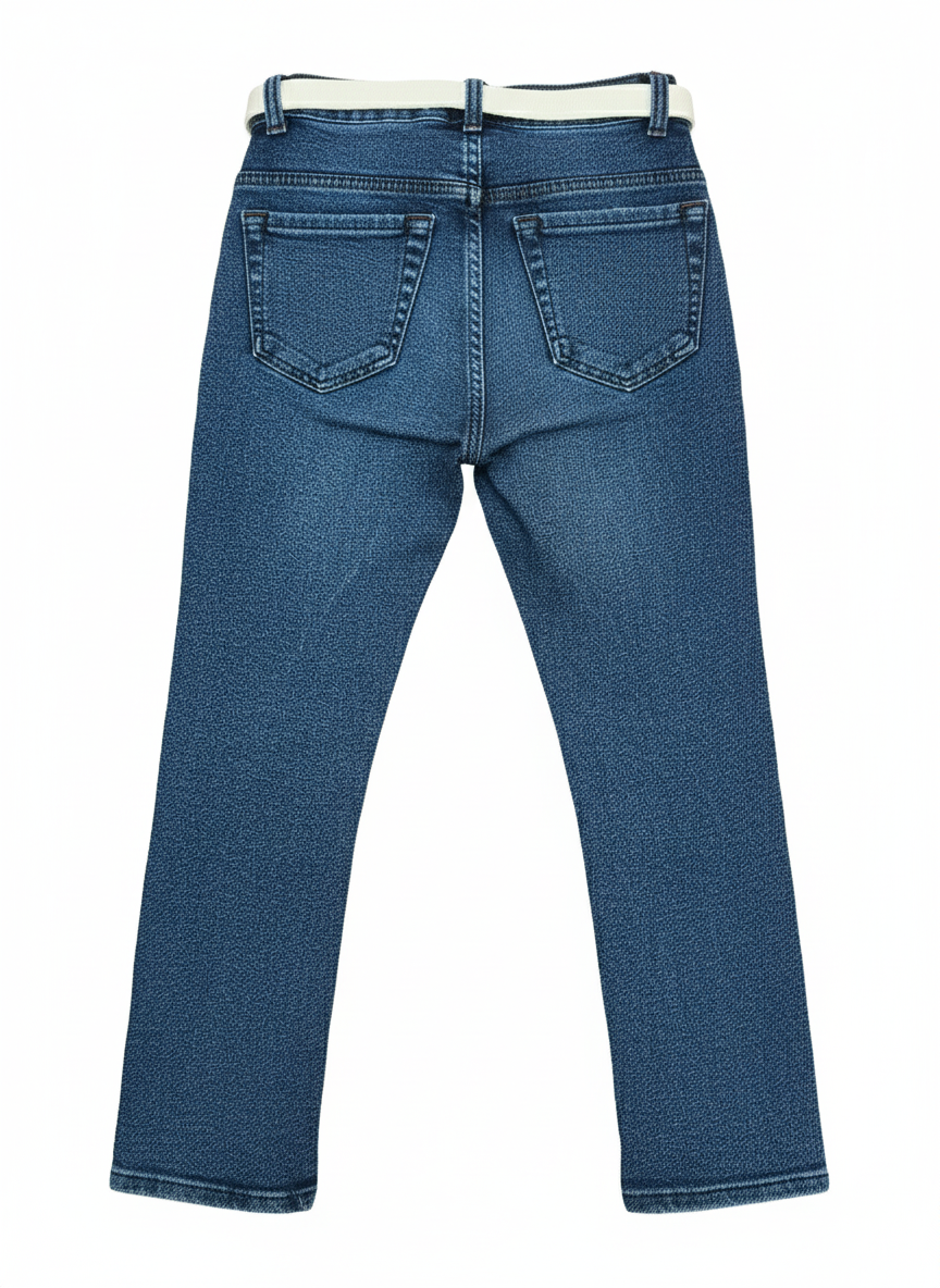 Boys Denim Jeans with Belt | Stylish Embroidered Casual Wear for Kids