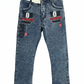 Stylish Boys Navy Blue Denim Jeans with Belt | Embroidered Casual Wear for Kids