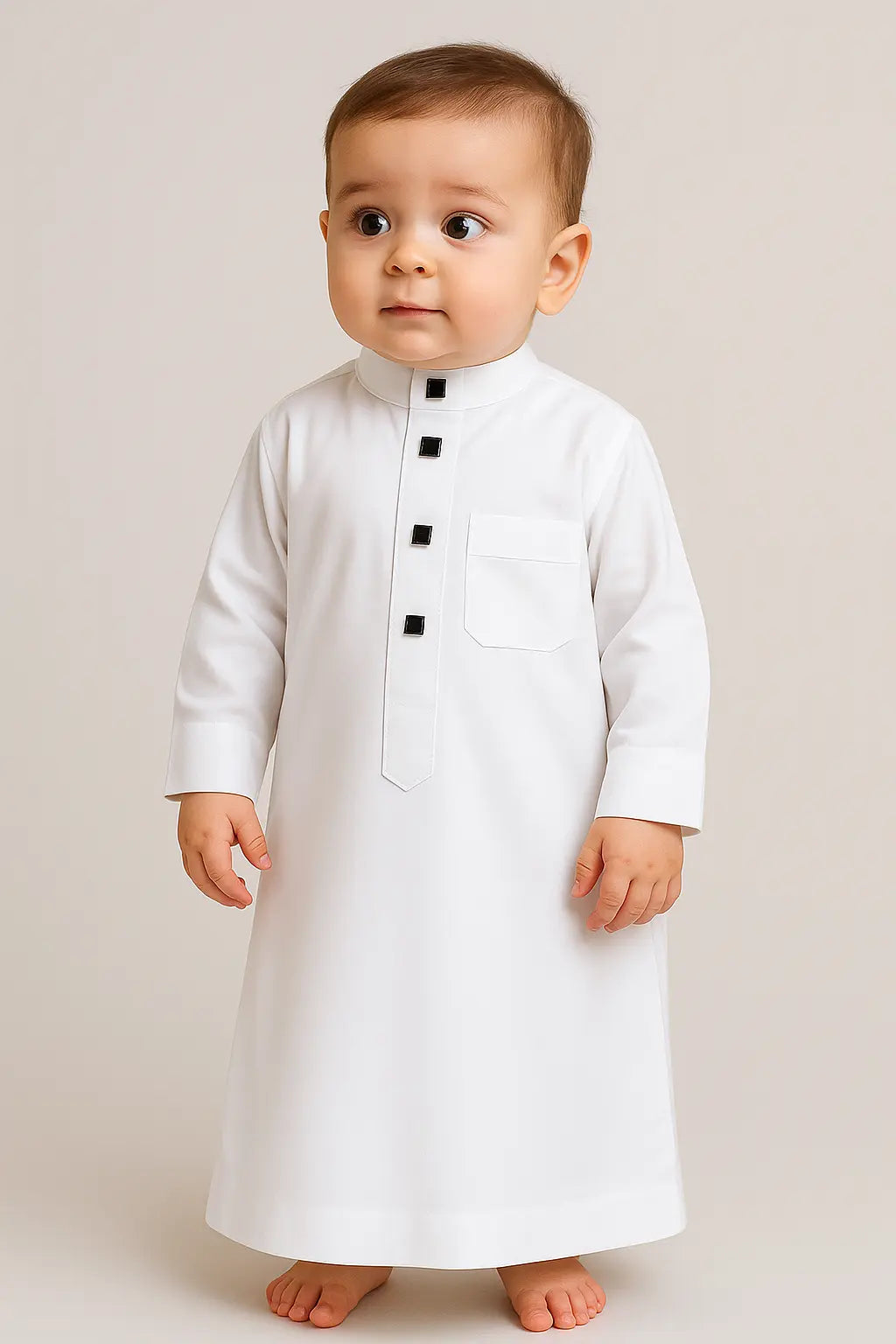 Boys’ Saudi-Style Thobe in Premium Vietnam Fabric | Kids Islamic Jubba - 6-7 year