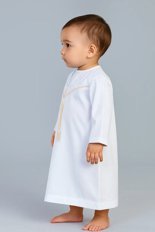 white omani  thobe jubba for 6 month to  1 year baby boy 
