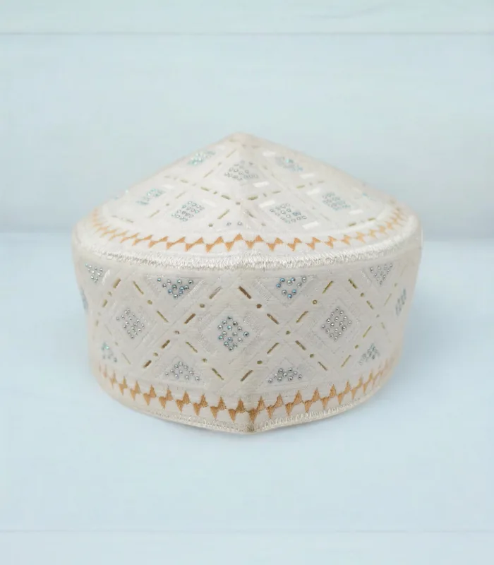 white velvet islamic cap