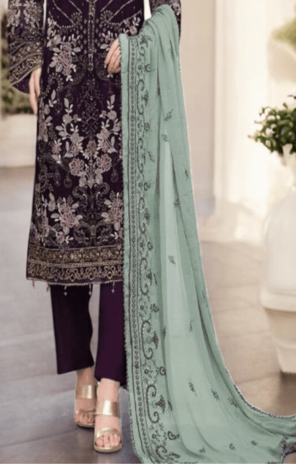 Pakistani Unstitched top withe Bottom & Dupatta suits