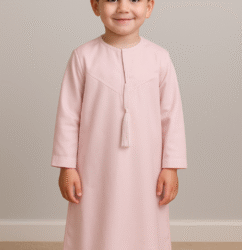 Kids’ Pink Omani Polyester Thobe – Budget-Friendly Boys’ Dishdasha