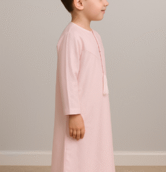 Kids’ Pink Omani Polyester Thobe – Budget-Friendly Boys’ Dishdasha
