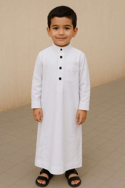 Boys’ Saudi-Style Thobe in Premium Vietnam Fabric | Kids Islamic Jubba