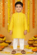 Cotton haldi special kurta for boys Kurta and Pyjama Set |Mandarin Collar Kurta | Schifli Kurta Set Ideal for Wearing Wedding eid etc