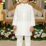 cotton chikankari kurta for baby boy Kurta and Pyjama Set |Mandarin Collar Kurta | Schifli Kurta Set Ideal for Wearing Wedding eid etc