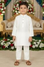 cotton chikankari kurta for baby boy Kurta and Pyjama Set |Mandarin Collar Kurta | Schifli Kurta Set Ideal for Wearing Wedding eid etc