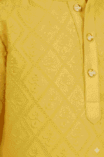 Cotton haldi special kurta for boys Kurta and Pyjama Set |Mandarin Collar Kurta | Schifli Kurta Set Ideal for Wearing Wedding eid etc - Image 2
