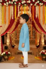 Chikankari Embroidered Cotton Kurta and Pyjama Set |Mandarin Collar Kurta | Schifli Kurta Set Ideal for Wearing Wedding, Diwali Eid and Other Festival - Image 2