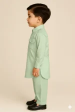 Pathani Suit for Boys | Solid Pathani Kurta Pajama Set | Stylish Ethnic Wear for Kids | Comfortable Cotton Fabric for Weddings and Special Occasions - Image 3