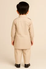 Pathani Suit for Boys | Solid Pathani Kurta Pajama Set | Stylish Ethnic Wear for Kids | Comfortable Cotton Fabric for Weddings and Special Occasions - Image 3
