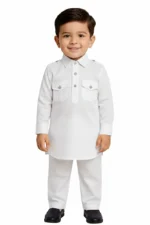 Pathani Suit for Boys | Solid Pathani Kurta Pajama Set | Stylish Ethnic Wear for Kids | Comfortable Cotton Fabric for Weddings and Special Occasions
