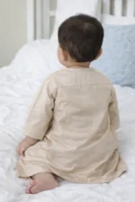 Baby Boy Cotton Jubba Thobe | Arabic Jubba for kids Boy | Arab Sheikh Dress for Baby Boy | Eid & Ramadan Dress for Kids Light beige - Image 3