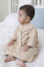 Baby Boy Cotton Jubba Thobe | Arabic Jubba for kids Boy | Arab Sheikh Dress for Baby Boy | Eid & Ramadan Dress for Kids Light beige - Image 2