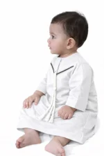 Baby Boy Omani Jubba Thobe | Premium White Cotton Arabic Dress | Kids Islamic Wear for Eid, Namaz & Daily Wear - Image 2