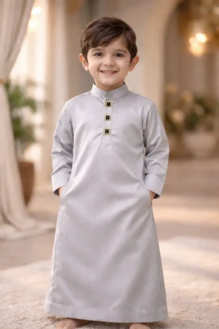 ISLIBA Premium Cotton Arabic Jubba Thobe for Boys | Ramadan & Eid Wear | Soft Comfortable Fabric | Hand-Tailored Stitching | Jubba for Baby Boys & Kids