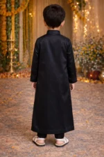 ISLIBA Premium Black Arabic Jubba Thobe for Boys | Ramadan & Eid Wear | Soft Comfortable Fabric | Hand-Tailored Stitching | Jubba for Baby Boys & Kids Black - Image 4