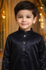 ISLIBA Premium Black Arabic Jubba Thobe for Boys | Ramadan & Eid Wear | Soft Comfortable Fabric | Hand-Tailored Stitching | Jubba for Baby Boys & Kids Black - Image 2