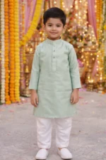 Mint Green Kurta for Boys – Stylish Kids Kurta Pajama | Festive & Wedding Wear | Comfortable Ethnic Kurta for Kids