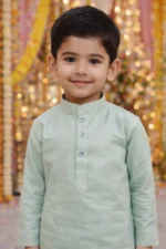 Mint Green Kurta for Boys – Stylish Kids Kurta Pajama | Festive & Wedding Wear | Comfortable Ethnic Kurta for Kids - Image 3