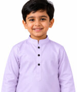 Light Lavender Kurta for Boys | Giza Cotton Blend | Cotton Mix Ethnic Wear for Kids - Image 2