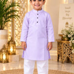 Light Lavender Kurta for Boys | Giza Cotton Blend | Cotton Mix Ethnic Wear for Kids