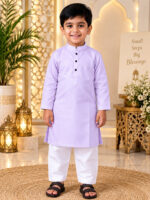 Light Lavender Kurta for Boys | Giza Cotton Blend | Cotton Mix Ethnic Wear for Kids