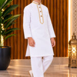 Boys Embroidered Short Kurta | Giza Cotton Ethnic Wear | Wedding & Festive Wear Kurta for Kids | Traditional Outfit for Eid, Diwali & Family Functions
