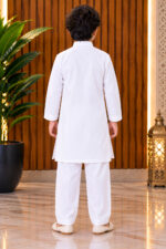 Boys Embroidered Short Kurta | Giza Cotton Ethnic Wear | Wedding & Festive Wear Kurta for Kids | Traditional Outfit for Eid, Diwali & Family Functions - Image 3
