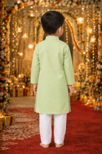 Pista Green Kurta for Boys | Giza Cotton Mix Kurta for Kids | Ethnic & Festive Wear