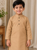 Camel Kurta for Boys | Giza Cotton Mix Kurta for Kids | Cotton Blend Ethnic Wear - Image 2