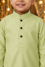 Pista Green Kurta for Boys | Giza Cotton Mix Kurta for Kids | Ethnic & Festive Wear