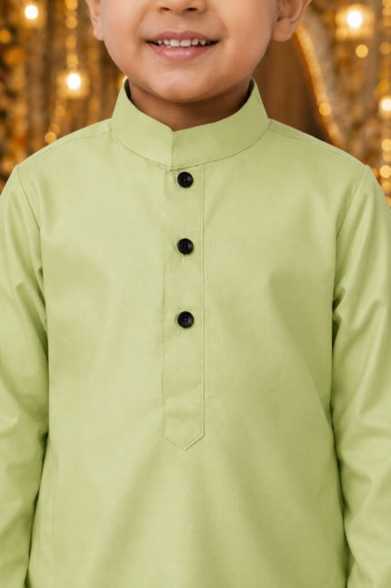 Pista Green Kurta for Boys | Giza Cotton Mix Kurta for Kids | Ethnic & Festive Wear