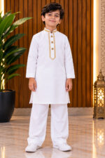Boys Embroidered Short Kurta | Giza Cotton Ethnic Wear | Wedding & Festive Wear Kurta for Kids | Traditional Outfit for Eid, Diwali & Family Functions - Image 6
