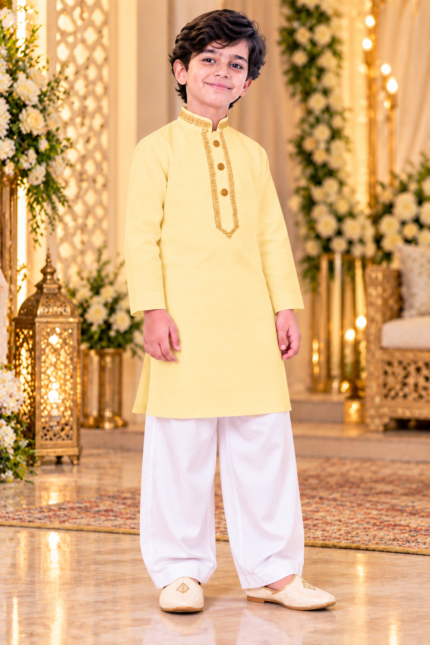 Lihgt yellow short kurta for oby