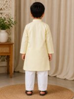 Boys Light Yellow Kurta | Giza Cotton Blend Kurta for Kids |  Traditional Ethnic Wear for Boys | Festive & Wedding Kurta - Image 2
