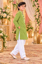 Embroidered  Short kurta Pajama for Boys | Wedding Wear Ethnic Outfit for Kids | Traditional Kurta Set for Wedding & Festive Occasions - Image 2
