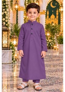Isliba Purple Thobe for Boys | Full Sleeve Islamic Jubba for Kids | Traditional Muslim Wear for Eid, Ramadan & Daily Wear