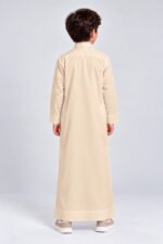 Isliba Beige Thobe for Boys | Full Sleeve Islamic Jubba for Kids