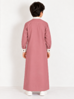 Isliba Dusty Rose Thobe for Boys | Full Sleeve Arabic Jubba for Kids | Traditional Islamic Wear - Image 3