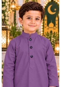 Isliba Purple Thobe for Boys | Full Sleeve Islamic Jubba for Kids | Traditional Muslim Wear for Eid, Ramadan & Daily Wear - Image 2