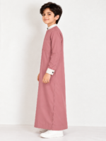Isliba Dusty Rose Thobe for Boys | Full Sleeve Arabic Jubba for Kids | Traditional Islamic Wear - Image 2