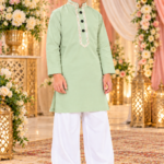 Light Yellow Embroidered Kurta Pajama for Boys | Wedding Wear Ethnic Outfit for Kids | Traditional Kurta Set for Wedding & Festive Occasions
